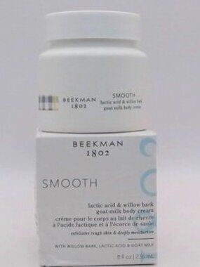 Beekman 1802 SMOOTH lactic acid & willow bark goat milk body cream 8 fl oz, BNIB